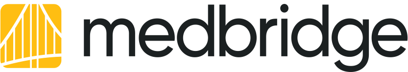 MedBridge logo with a yellow and white graphic on the left and "medbridge" in bold black lowercase letters on the right.